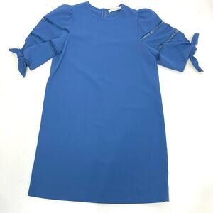 See by Chloe Blue Crew Neck Tie Sleeve Shift Dress